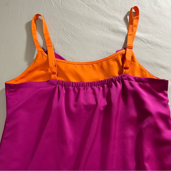 Nicole by Nicole Miller Spaghetti Strap Blouse cami cowl neck Purple Orange M - Picture 6 of 15